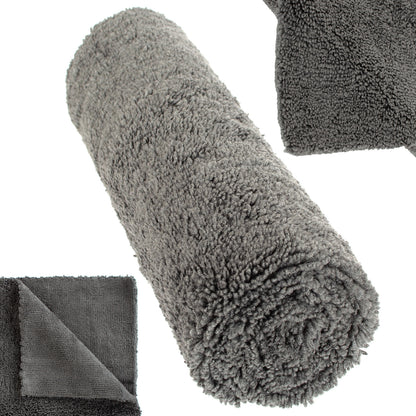 M MODECAR Dwustronny ręcznik z długim i krótkim włosiem 40x40cm 380gsm SZARY