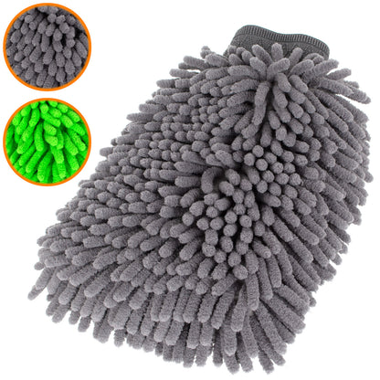 M MODECAR Rękawica do mycia Chenille 20x28cm Kolor MIX ZIELONA/SZARA