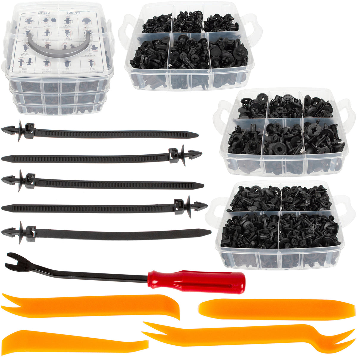 M MODECAR Zestaw spinek kołków samochodowych 620PCS + Akcesoria KPL